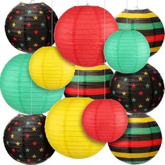 12 Pcs Juneteenth Decoration Black History Paper Lanterns Black Red Green Ye…