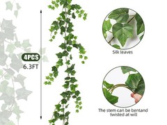 Artificial Ivy Vines Ivy Garland 2Pcs 74.8inch Fake Vines Hanging Plants with
