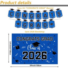 Graduation Decoration 2026 Blue Set Grad Decor Congrats College High School