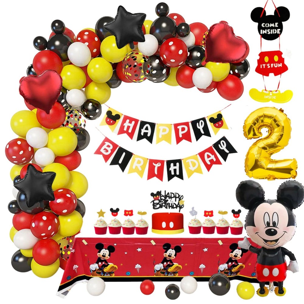 Mickey Mouse Theme 2nd Birthday Party Supplies Decoration Birthday Banner