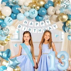 Birthday Decorations for Girls, Light Blue 13 Birthday Girl Decorations, 13th