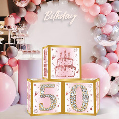 Datamoon 50Th Birthday Decorations Boxes for Women – 3PCS Pink Rose Gold Happy 5