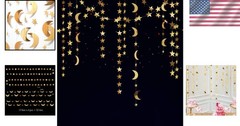 Celestial Gold Moon Star Garland – Perfect for Baby Showers & Eid Celebrations
