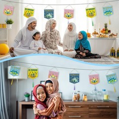 24 Sets Ramadan DIY Coloring Banner Kit – Eid Mubarak Decorations & Crafts