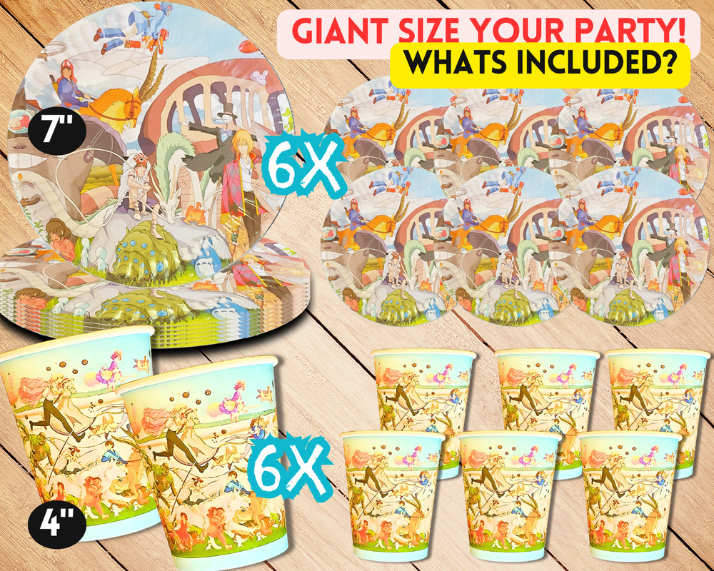 GHIBLI STUDIO Party Supplies happy birthday centerpiece decoration cup plate