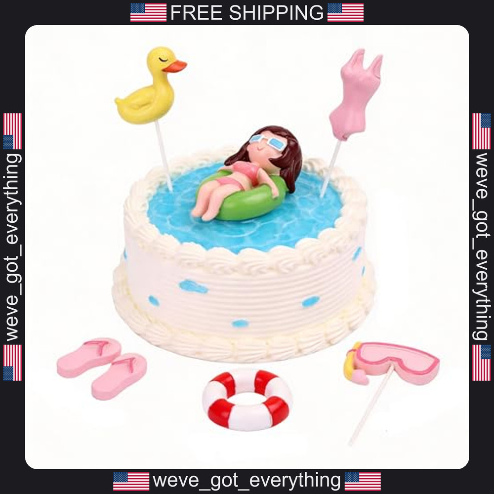 Hawaiian Beach Cake Decorations Set of 6 for Summer Parties