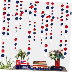 46 Ft Navy White Circle Dots Garlands Royal Hanging Paper Polka Dots Blue Red