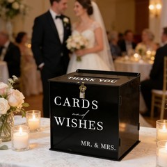 SOFARKKT Black Acrylic Card Box with Slot & Lock, DIY Large Wedding