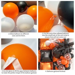 25pcs Black and Orange Foil Square Balloon Backdrop Wall &149pcs Black Orange…