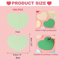 100 PCS Light Green Paper Heart Cutouts Cards 4×3.2 Inch Valentines Decor
