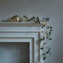 Lighted Eucalyptus Garland Battery Operated with Timer 6FT 96 LED Artificial