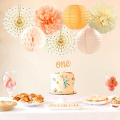 Beige-Orange Peach Fall Party-Decorations -Lanterns- 14pcs Autumn Thanksgivin…