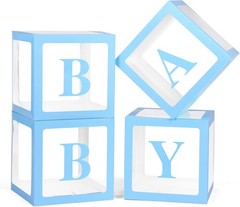 Baby Boxes W/ Letters 4 Transparent Balloon Gender Reveal Birthday Wedding Baby