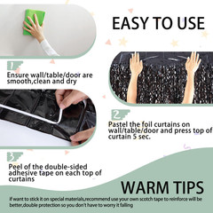 3 Pack New Years Decorations Wavy Black Tinsel Foil Fringe Curtains Party Backdr