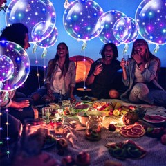 10 Pack LED Light Up BoBo Balloons 20″ Party Birthday Transparent Bubble Balloon