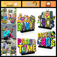 80s Party Decorations – 4Pcs Retro Table Centerpieces, Hip Hop Theme Table Toppe