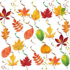30 PCS Fall Leaves Hanging Swirls Thanksgiving Maple Leaf Ceiling Decorations