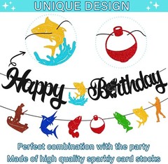 Fish Happy Birthday Banner Fishing Pole Fisher Fishermen Bait Angling Boat Them