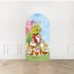 Snow White and the Seven Dwarfs Arch Backdrop Cover Birthday Photo Background