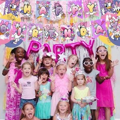 Daisy Duck Party Decoration Set – Movie Theme Banner, Cake Topper, Latex Balloon