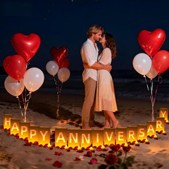 Happy Anniversary Light up Letters, Include Light up Letters, with Tea Lights Ca