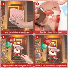 168 Pcs Christmas Window Decorations – Merry Clings for Red