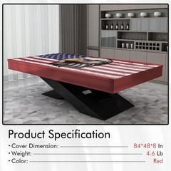 iEsstros 6.5ft Pool Table Cover Waterproof Leather Billiard Table Protector Red