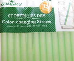 Celebrate, St. Patricks Day 12 Pack Color-Changing Straws. Set of 4.