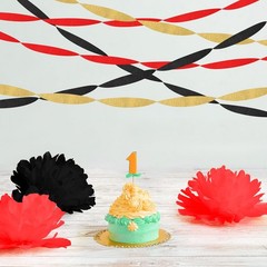 Crepe Paper Streamers 10 Rolls 820 Ft Red Gold Black Decorations