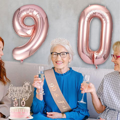 8Pcs 90Th Birthday Decorations for Women, Including 90 Year Old Birthday Cake To