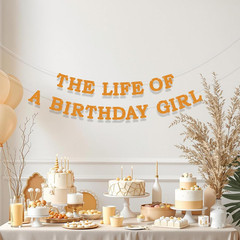 2Pcs Orange Showgirl Birthday Banner, Life of a Showgirl Party Decorations Suppl