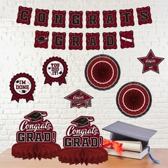Maroon Graduation Decorations Set 2026 – Congrats Grad Banner, Backdrop, Balloon