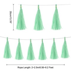 30Pcs Light Green Tassel Garland Banner with Rope