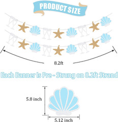 Last Toast on the Coast Bachelorette Banner & Seashell Garland Glitter Coastal P