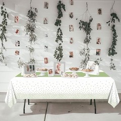 4Pcs Sage Tablecloths – 86.6″x51.2″ Rectangular Dot Table Covers for Home Green