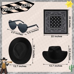 18 Pcs Western Cowboy Plastic Hat Set Include 6 Hats 6 Paisley Bandanas 6 Pai…