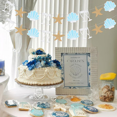 Last Toast on the Coast Bachelorette Banner & Seashell Garland Glitter Coastal P