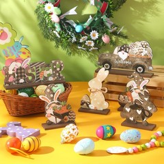 6 Pcs Easter Table Signs Wooden Rustic Happy Easter Table Centerpiece Farmhou…