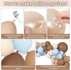 Brown Coffee Blue Balloons Garland Arch Kit, 142Pcs Boho Nude Baby Blue Neutral
