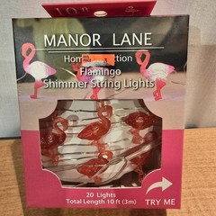 Flamingo Shimmer String Lights Summer Fun 10 feet Battery Operated 20 lights NEW