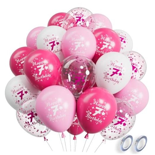 th Anniversary Balloons 38PCS 12Inch Latex Number Printed Balloons 1-9 7 Pink
