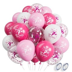 th Anniversary Balloons 38PCS 12Inch Latex Number Printed Balloons 1-9 7 Pink