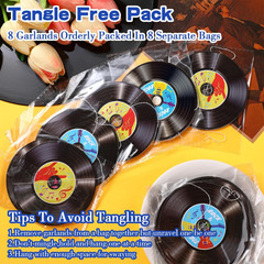 8 Pieces Rock and Roll Party Decorations Retro Record Paper Garlands Vintage The