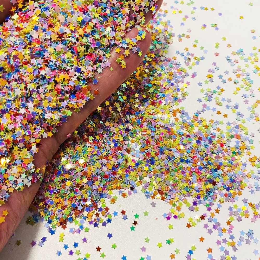 12000 Pieces 3mm Holographic Star Party Glitter PVC Confetti for Arts Crafts…