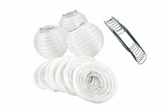 Quasimoon 4″ White Round Nylon Lanterns, Even Ribbing, Hanging (10-PACK) Deco…