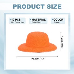 12Pack 1.6 Inch Mini Formal Hats Miniature Doll Hats for Crafts, Orange