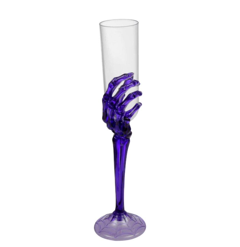 S/3 Skeleton Hands Champagne Plastic Glass Flutes Wine Halloween Bar Prop Party
