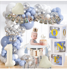 Blue 1st Birthday Decoration Set – 146 pieces
