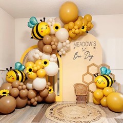 Bee Balloon Garland Arch Kit with Bumble Bee Foil Balloons, Mustard Yellow Sa…