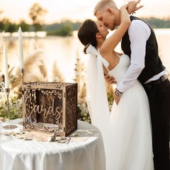 OurWarm Wedding Card Box with Window, Brown 9.6 x x 5.9 inches,